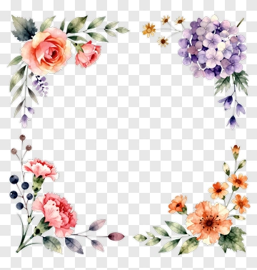 Watercolor Flower Corner Arrangement PNG