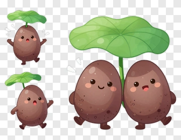 Cartoon Potatoes With Green Leaves PNG