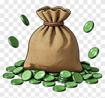 Money Bag With Green Coins PNG