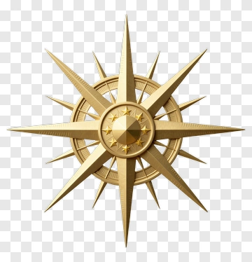 Golden Compass Rose Starburst PNG