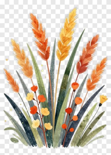 Autumn Grass And Flowers PNG