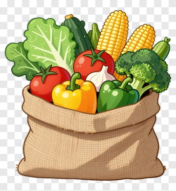 Fresh Vegetable Bundle In Burlap Sack PNG