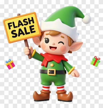 Elf Holding Flash Sale Sign PNG