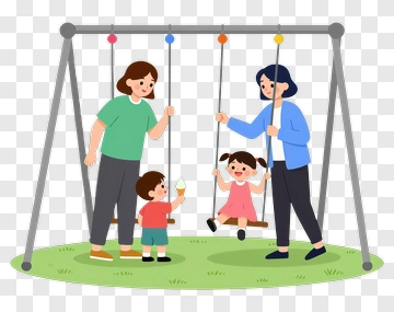 Family Enjoying A Day At The Playground PNG