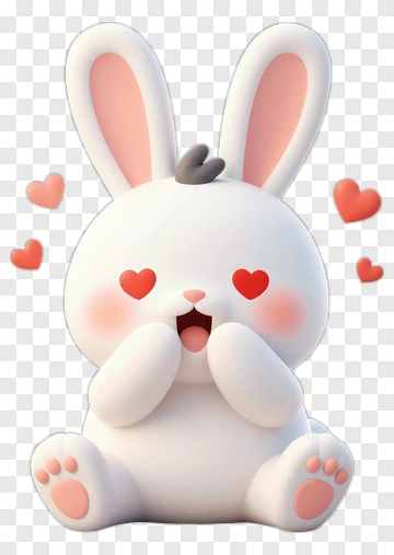 Cute Rabbit With Hearts PNG
