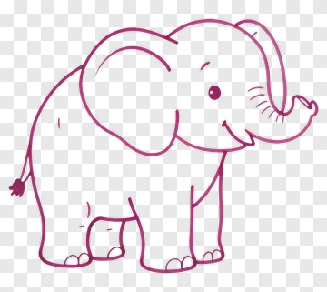 Cute Pink Elephant Drawing PNG