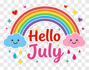 Hello July Rainbow And Clouds PNG
