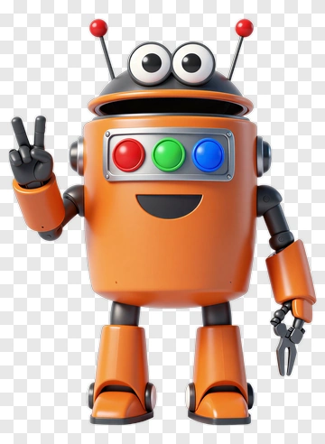 Friendly Orange Robot Toy PNG