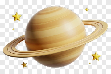 Yellow Planet With Rings And Stars PNG