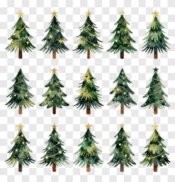 Watercolor Christmas Trees Collection PNG