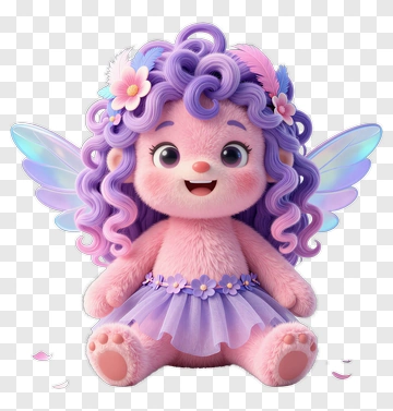 Pink Fairy With Curly Hair PNG