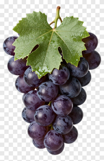 Fresh Grape Cluster With Green Leaf PNG