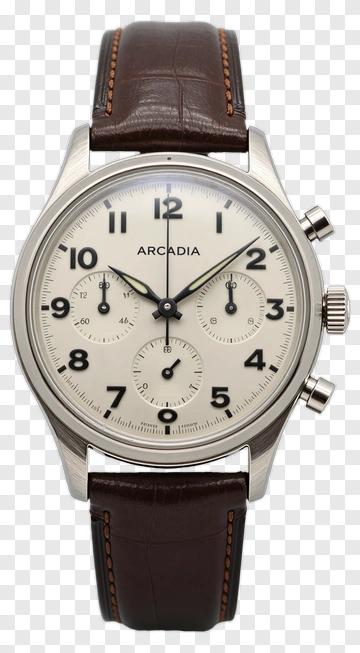 Arcadia Chronograph Watch With Leather Strap PNG