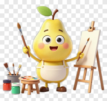 Pear Artist Painting With Joy PNG