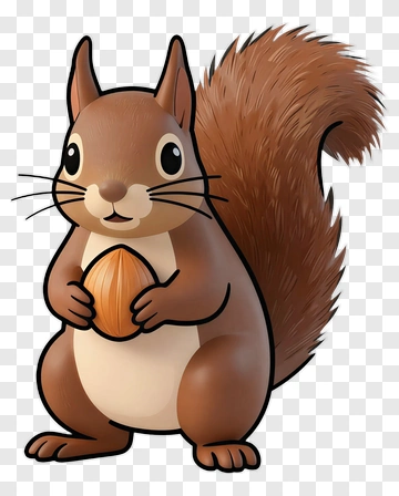 Cute Squirrel Holding A Nut PNG