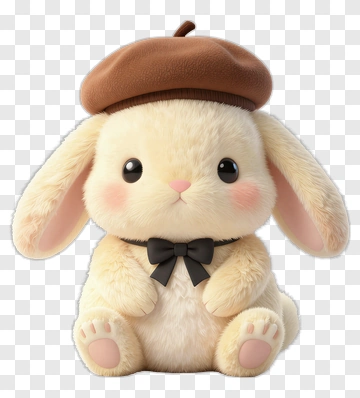 Cute Rabbit Wearing Beret PNG