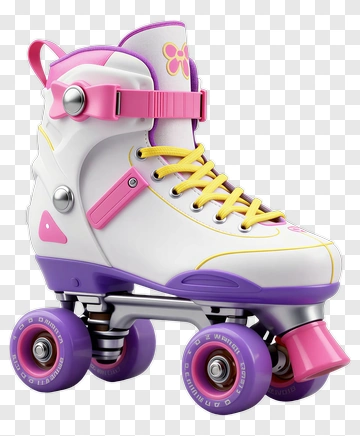 White Roller Skate With Pink And Purple Accents PNG