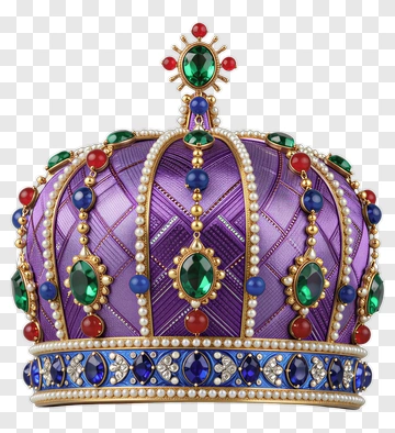 Purple Crown With Gemstones And Pearls PNG