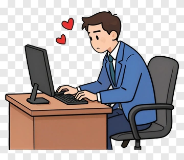 Man Working On Computer PNG