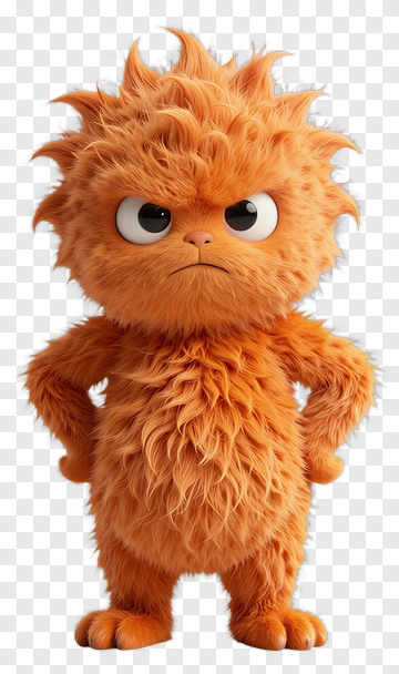 Orange Fluffy Monster With Angry Expression PNG