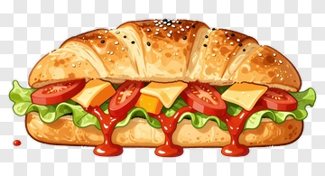 Delicious Croissant Sandwich PNG