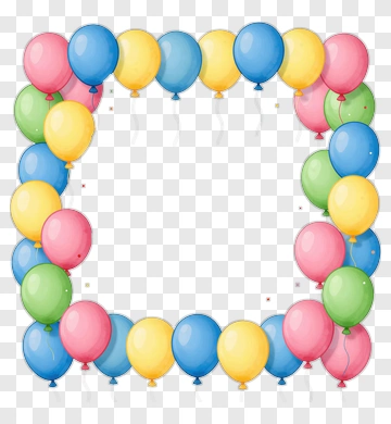 Colorful Balloon Party Frame PNG