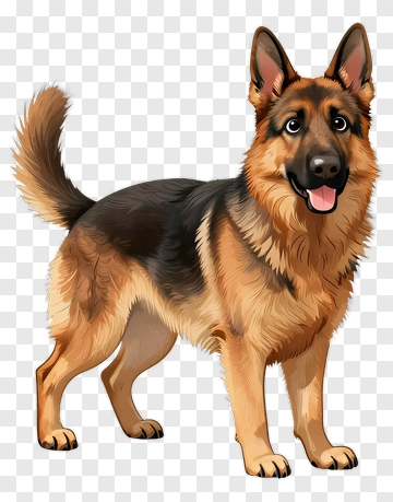 German Shepherd Standing On Grass PNG