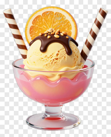 Ice Cream With Orange And Chocolate PNG