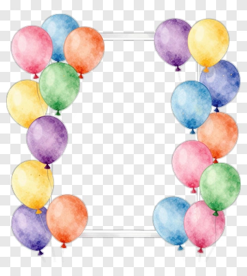 Colorful Watercolor Balloons Framed PNG