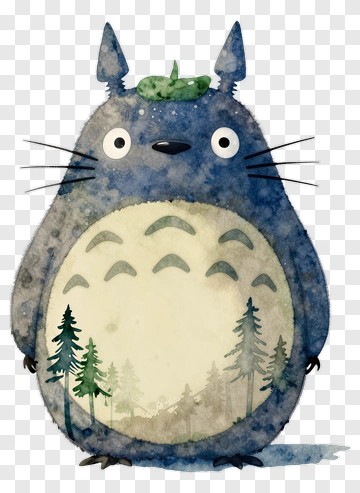 Totoro With Forest And Leaf PNG
