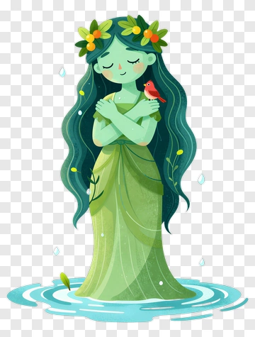 Woman Holding Bird In Water PNG