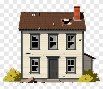 Broken House With Broken Roof PNG