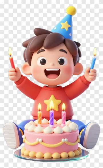Happy Birthday Boy With Cake And Candles PNG