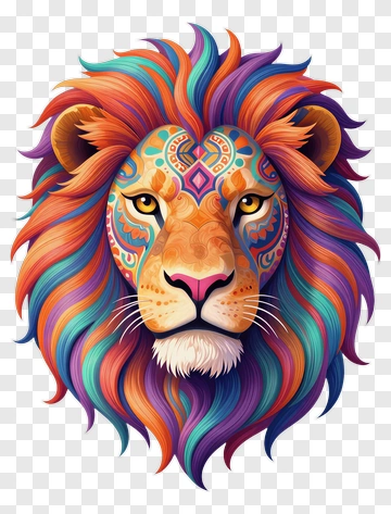 Colorful Lion Head PNG