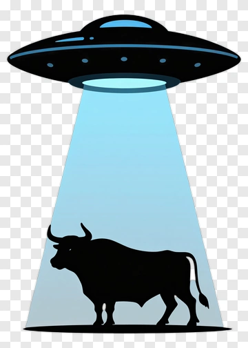 UFO Abducting Bull PNG