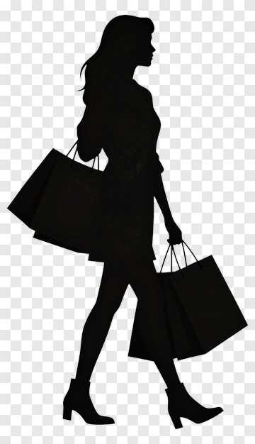 Silhouette Of A Woman Shopping PNG