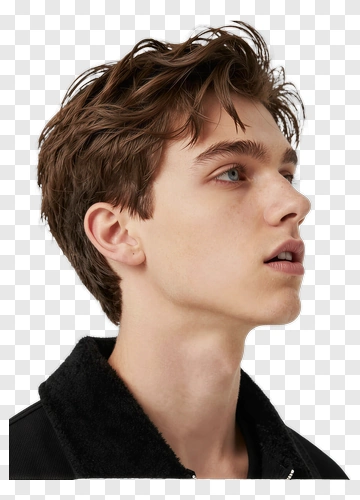 Man Portrait With Brown Hair And Black Jacket PNG