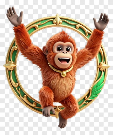Joyful Monkey In Ornament Frame PNG