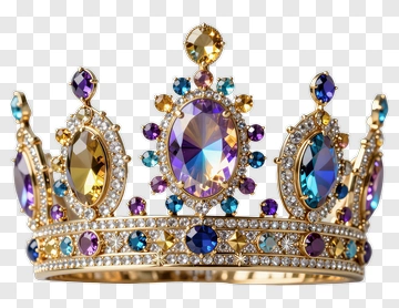 Regal Crown With Multicolored Gems PNG