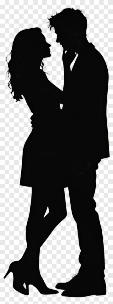 Silhouette Of A Couple Embracing PNG
