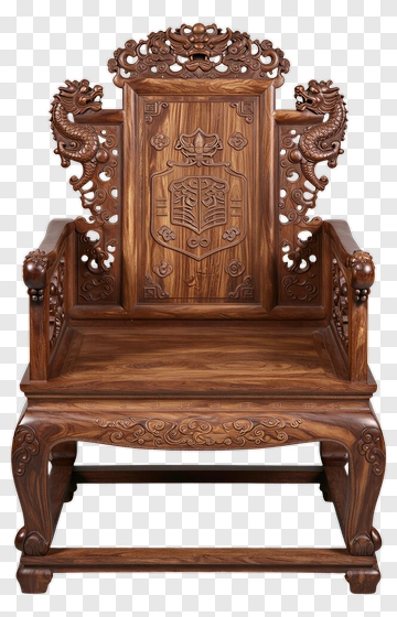 Carved Wooden Throne With Dragons PNG