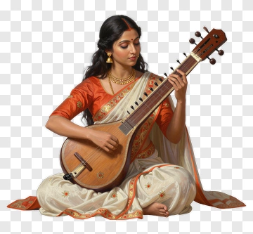 Indian Woman Playing Sitar PNG