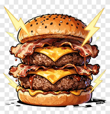 Double Cheeseburger With Bacon PNG