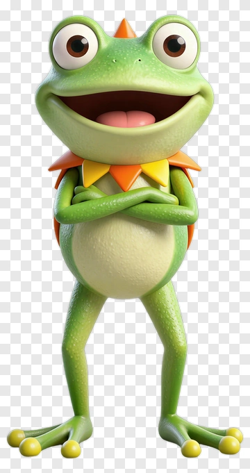 Cheerful Cartoon Frog PNG