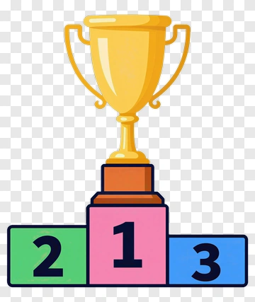 Golden Trophy On Podium With Ranking Numbers PNG