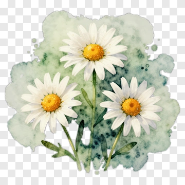 Three Daisies In Watercolor PNG