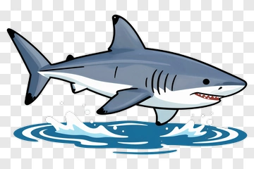 Cartoon Shark Leaping From Water PNG