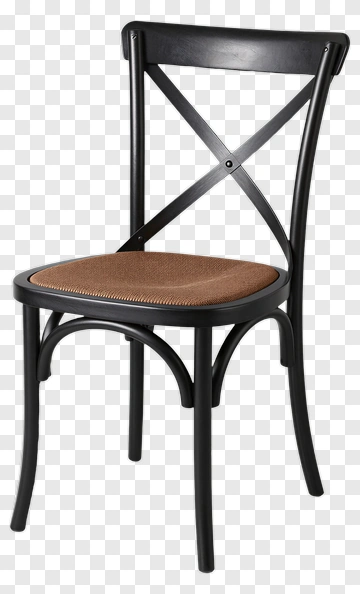 Black Bentwood Chair With Woven Seat PNG