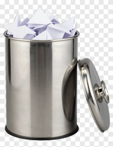 Metal Trash Can With Paper Cranes PNG