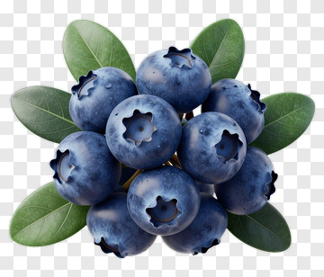 Cluster Of Fresh Blueberries With Green Leaves PNG